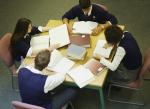 Students studying in a library