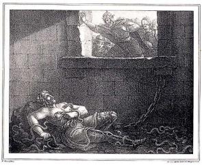 Aella murdering Ragnar Lodbrok by Hugo Hamilton 1830.