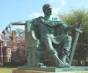 Statue of the roman emperor Constantine I, erected in 1998 at York Minster.
