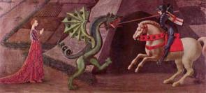 Saint George slaying the dragon, as depicted by Paolo Uccello, c. 1470