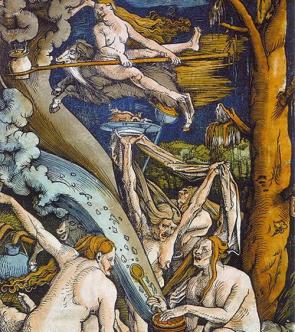 Hans Baldung Grien: Witches. Woodcut 1508.