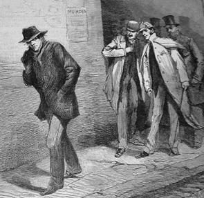 'A Suspicious Character' from The Illustrated London News for 13 October 1888 carrying the overall caption, 'With the Vigilance Committee in the East End'.