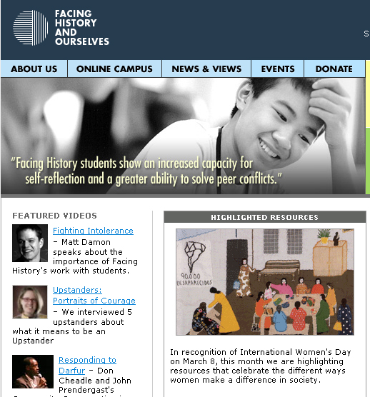 The Facing history Website
