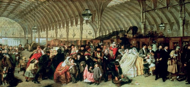 The Railway Station, 1862 (oil on canvas), Frith, William Powell (1819-1909) © Royal Holloway and Bedford New College, Surrey, UK, / The Bridgeman Art Library