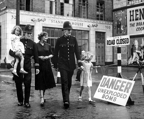 Post-WWII: Walking Past an Unexploded Bomb, 1948. http://creativecommons.org/licenses/by/3.0/
