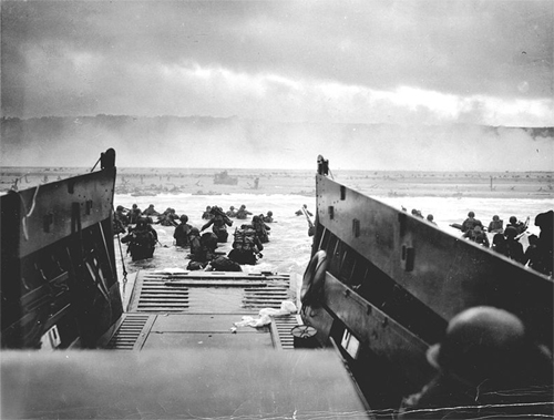 Troops from the First Division landing on Omaha Beach - photograph by Robert F. Sargent
