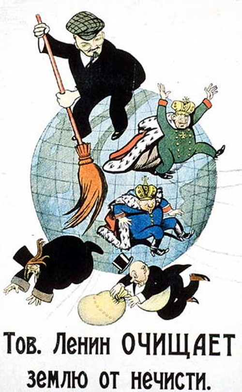 'Comrade Lenin Cleanses the Earth of Filth', a Communist poster from 1920.