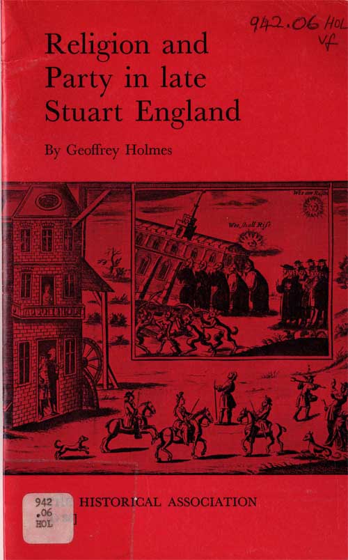 Religion and Party in Late Stuart England - front cover.