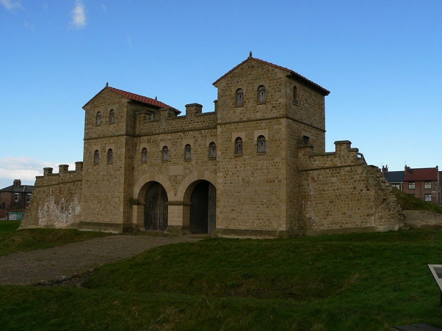 The reconstructed West gate at Arbeia Roman Fort in South Sheilds, near Newcastle upon Tyne.