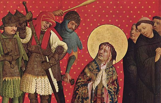 The martyrdom of St Thomas from the St Thomas Altarpiece commissioned in 1424, from Meister Francke by the Guild of English Merchants in Hamburg