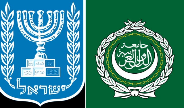 Coat of arms of Israel & the Flag of the Arab League