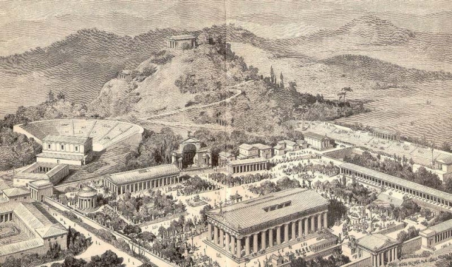 An artist's impression of ancient Olympia
