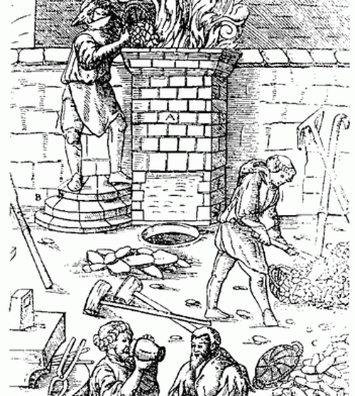 Iron smelting in Middle-Ages.
