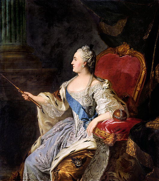 Oil on canvas portrait of Empress Catherine the Great by Russian painter Fyodor Rokotov.