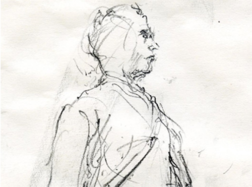Statue of Lord Clyde - drawinf by Richard Binns
