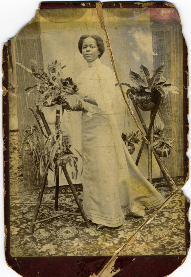 Studio photograph of Caroline Barbour-James, John Barbour-James wife. C1890sre GREEN/3/3/3 reproduced by kind permission of Black Cultural Archives