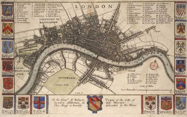 Map of London by Wenceslas Hollar, c.1665