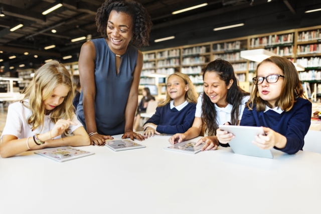 teacher with students