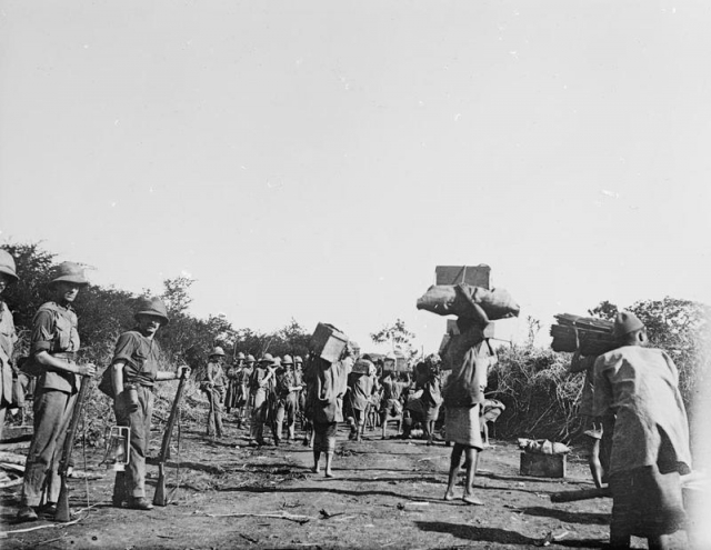 African porters in British service during the campaign, who suffered high casualties from disease