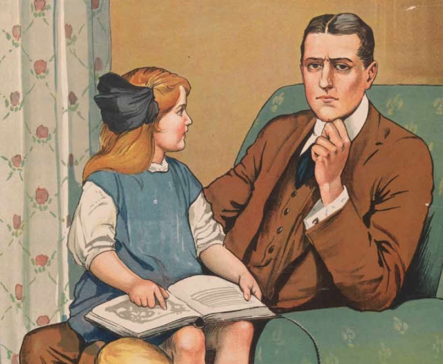 1915 recruiting poster: ‘Daddy, what did YOU do in the Great War?’ The poster became the source of much bitter trench humour on the Western Front. Such was the resentment towards it in post-war Britain that its creator, Savile Lumley, a children’s book illustrator, is said to have disowned it. © IWM (Art.IWM PST 0311)