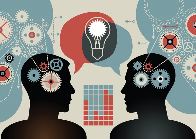 Thinking and sharing ideas. Shutterstock. Image ID:102337144 Copyright: VLADGRIN