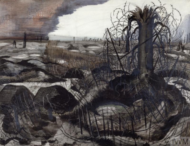 IWM ART 2705
Wire by Paul Nash (1918)
Paul Nash completed this watercolour drawing when working as an official war artist. He described his work as conveying a “bitter truth” about the nature of the war.