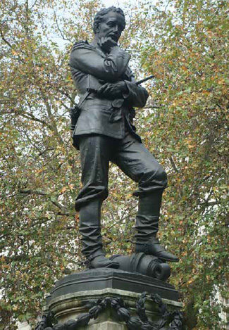 The statue of Gordon, by Hamo Thornycroft, on the Victoria Embankment, London.