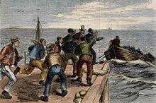 Escape of Fenian convicts from Fremantle, Western Australia, engraving, paper, ink, 20.5 x 25.6 cm, published in the Australasian Sketcher.