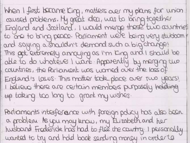Extract from pupil's letter