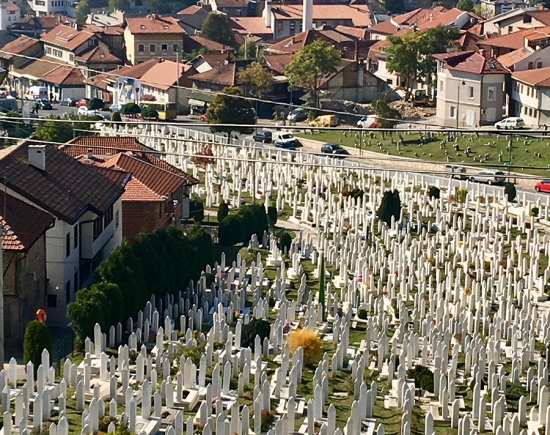 One of the many graveyards prominent in Sarajevo