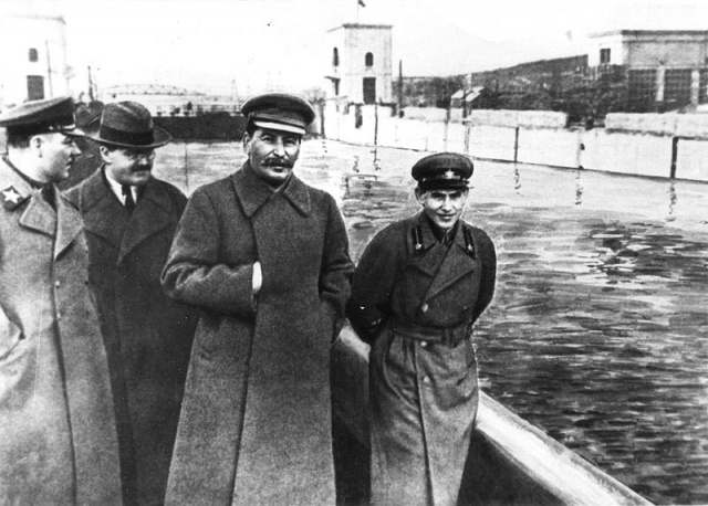 Voroshilov, Molotov, Stalin with Nikolai Yezhov