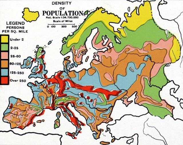 Fragment of Bacon's standard map of Europe, 1923. Published by Weber Costello Co. Image credit - US Library of Congress