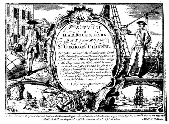 ‘Britain’s Bulwark’: Cartouche frontispiece to Lewis Morris’s Plans of Harbours, Bars, Bays and Roads in St. George’s Channel.