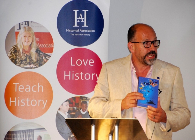 Judge Laurence Anholt displays the 'The Island at the End of Everything' by Kiran Millwood Hargrave, a winner of the HA Young Quills award 2018