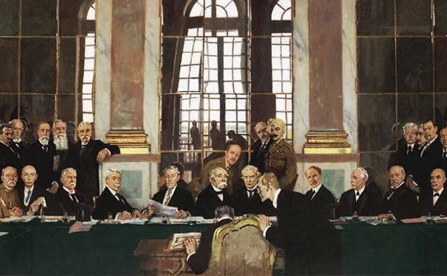Detail from 'The Signing of Peace in the Hall of Mirrors, Versailles, 28th June 1919' by William Orpen, 1919 - Imperial War Museum Collections (Public Domain work of art, Wikimedia Commons)