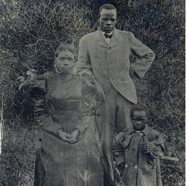 John Chilembwe with his wife Ida and daughter (National Archives of Malawi)