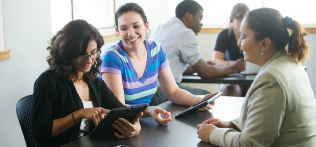 Teachers with tablets