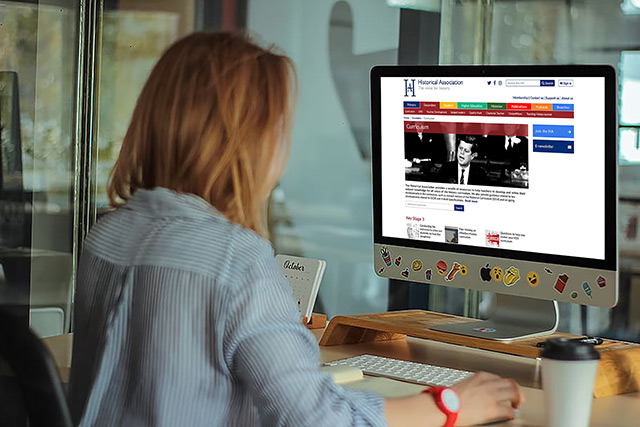 Woman using HA website