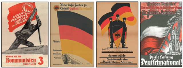 The flag dispute in the Weimar Republic. Election posters from www.wahlplakate-archiv.de