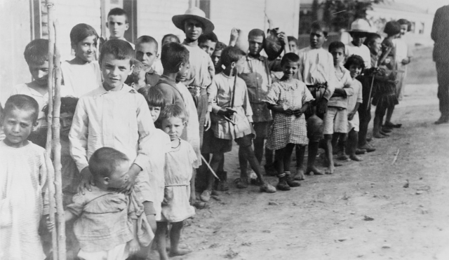 Greek and Armenian refugee children near Athens, Greece, in 1923. Image credit US Library of Congress