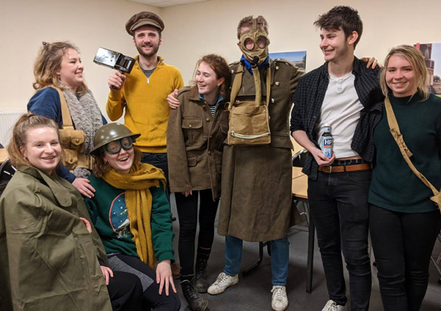 Trainee history teachers World War role-play