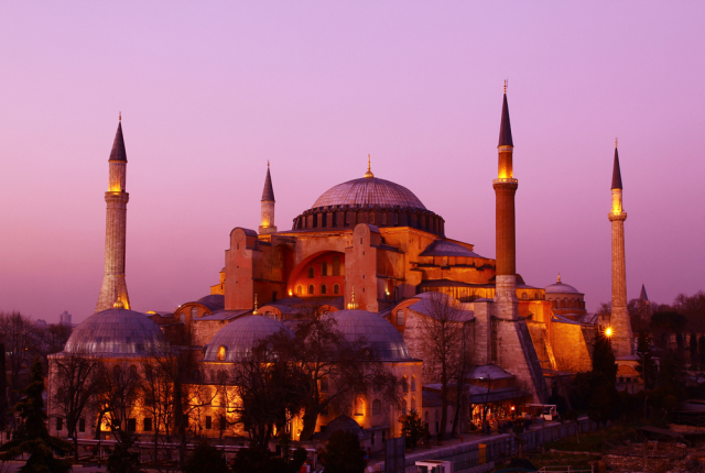 Shutterstock photo ID: 160775081 - Ayasofya Mosque in sunset.