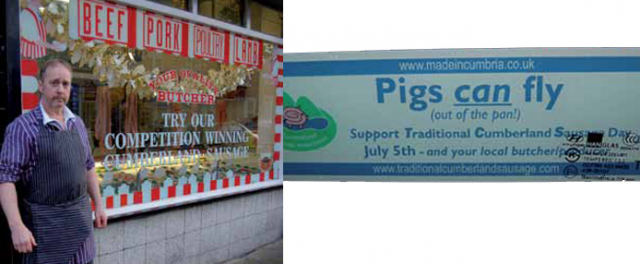 Cumberland sausage shop signs