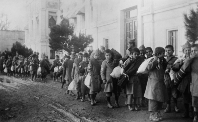 Armenian orphans being deported from Turkey. Ca. 1920. Shutterstock 249571189