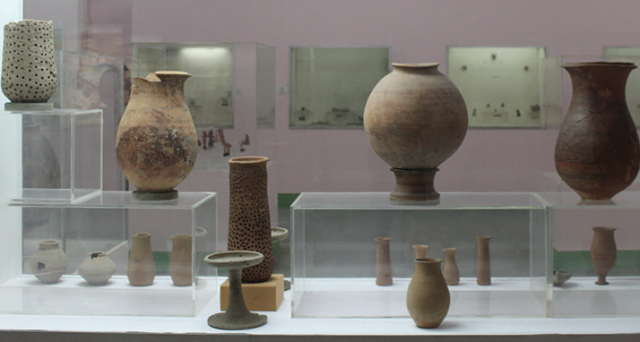 Indus Valley pots on display at the National Museum in New Delhi
