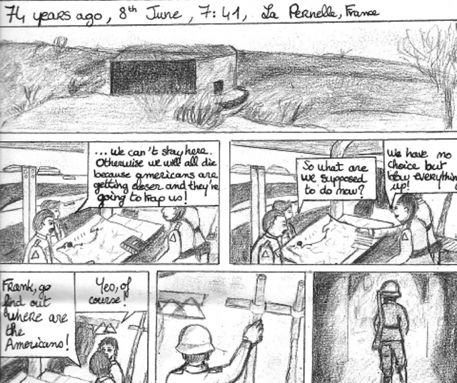 An example of the work students produced following their meetings with veterans