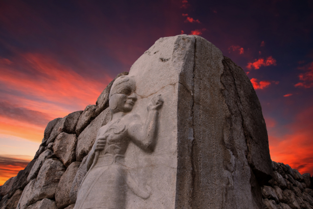 Sunset view of the King gate of The Hattusa that is The capital of the Hittite Civilization, Corum. Shutterstock ID 773617564
