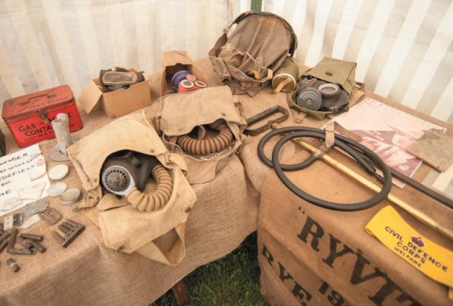 Table with objects: a selection of Second World War memorabilia