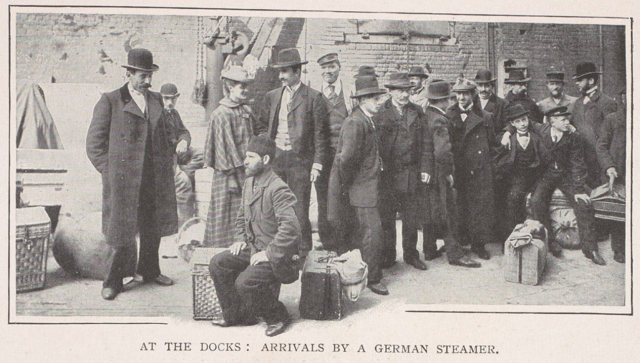 Image credit: Photograph of German migrants arriving at the London docks, from Living London, a collection of articles by different authors, 1901.