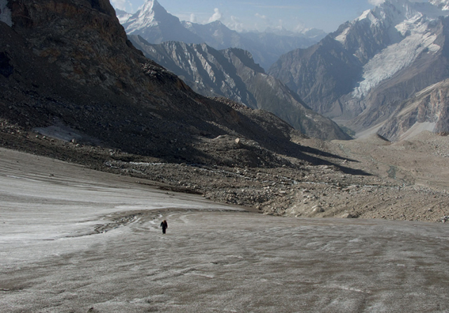 The author on the Darkhot glacier pass in the Karakorum. Photograph: John Falconer, 2006